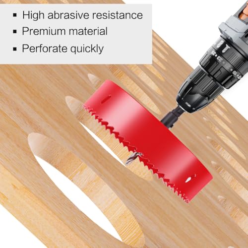4 Inch Hole Saw,M42 HSS Bi-Metal Hole Cutter, Triangular Shank Hole Saw Drill Bit with Spring for Wood, Plywood, Plastic, Gypsum Board, Various Thin Metal Sheets