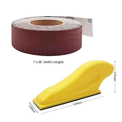 Mini Sander for Small Wood Projects Plus Hook and Loop Sandpaper Roll (1''x20'), Micro Sander Kit Tool Craft Sander for Crafting, Sanding, Tight Space, Precision Finger Detail Sander (240 Grit)