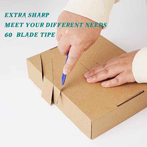 16 Pack Box Cutter Retractable, 9mm Wide Utility Knife, Box Opener, Disposable Box Cutter Knife, Box Ppener, Navajas de Trabajo Exacto Knife for Home, Office Use