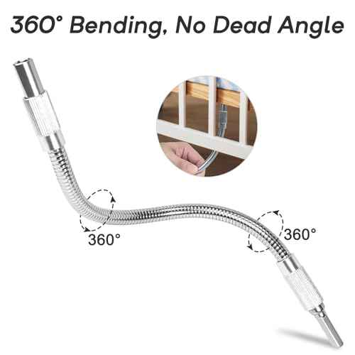 Flexible Drill Bit Extension ? Bendable Drill Bit Extender, 1/4 Magnetic Hex Extension for Tight Spaces, Automotive Repairs, Furniture Assembly, and DIY Projects (2 Pack)