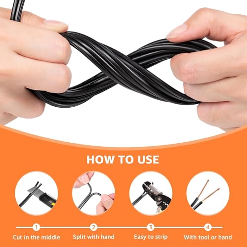 SUNVIE 12-Gauge Low Voltage Landscape Wire 250FT Pure Copper Cable