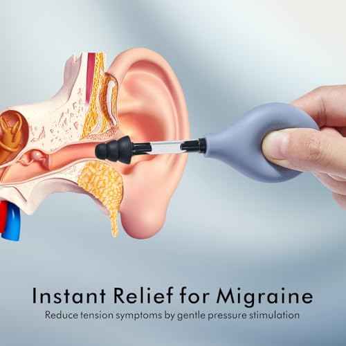 HillDog Migraine and Headache Relief Tinnitus Products, Ear Pressure Relief Suction Device,Airplane Ear Pressure Relief Inner Ear Equalization Tool,Reduces Tension with 3 Sizes Earplugs-Grey