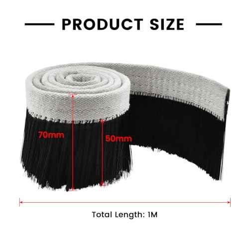 CNC Vacuum Brush, 1m x 70mm Nylon Dust Shoe Brush, Vacuum Cleaner Engraving Machine Dust Cover for CNC Router, Spindle Motor Milling Machine (Black)