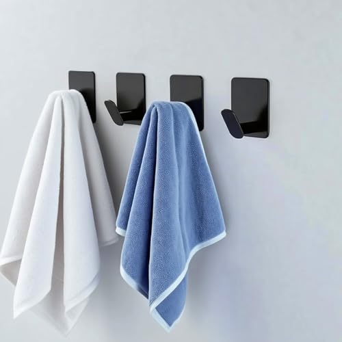 GROZOSS Adhesive Hook, 4-Piece Set of Matte Black Stainless Steel, Heavy-Duty Jacket and Towel Hook Wall Hook, Attached to Bathroom, Kitchen, Toilet, RV Wall Decoration