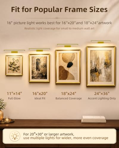 EZVALO 16'' Gold Wireless Rechargeable Picture Light with Remote & 3 Color Temperatures
