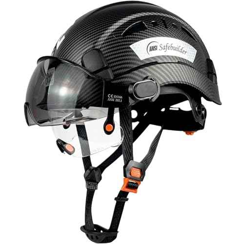 Industrial Safety Helmet with Visor ABS Hard Hat with Visor Adjustable Ventilation Hardhats Construction Head Protection ANSI Z89.1