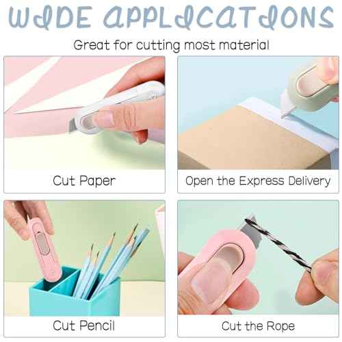 9 PSC Box Cutter,Retractable Box Opener, Package Opener, Easy Slide Retractable Cute Utility Knife For Opening Daily Express Boxes, Envelopes, Packages, Paper tapes and more (9 PSC Box Cutter)
