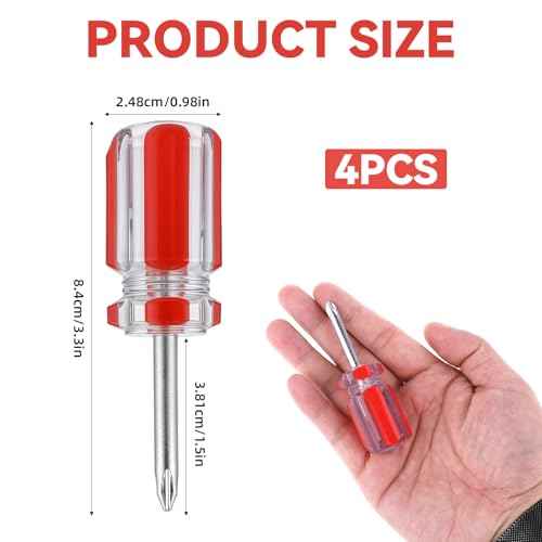 4 Pcs Short Phillips-Head Screwdrivers Stubby Phillips Screwdriver Mini Screwdriver Set with Magnetic Tip Pocket Screwdriver for DIY Repairing