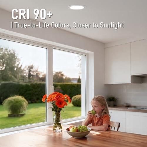 TORCHSTAR 6 Inch Daylight LED Recessed Light 12W CRI90 Dimmable Slim Ceiling Fixture
