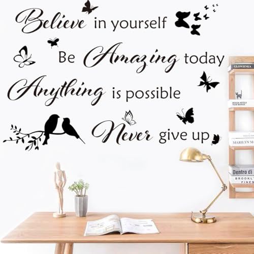 Inspirational Wall Stickers Wall Quotes Letter Stickers Ability Motivation Believe in Yourself Saying Home Decals Quote for Bedroom Living Room Hallways Office Classroom Teen Dorm Room Home Decor