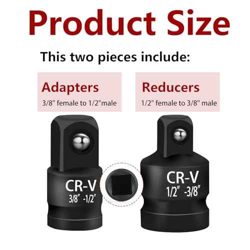 Giantree 2 Pcs Impact Socket Reducer and Adapter Set, 1/2"to 3/8" & 3/8"to 1/2" Impact Adapter Set, Steel Impact Adapter Set, Breaker Bar Wrench Conversion Kit Mechanic tools