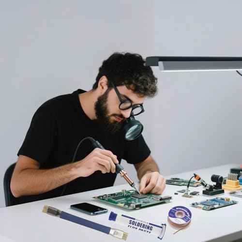 Desoldering Wick and Soldering Flux Paste, PCB Cleaning Brush Dual Head Anti-Static, No Clean Flux (10CC), Solder Wick 10Ft, Electronics Repair Solder Removal Kit