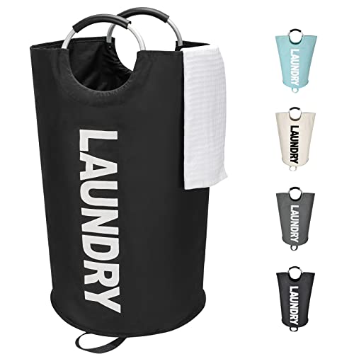 Maxsilan 90L Collapsible Laundry Hamper with Soft Handle - Black