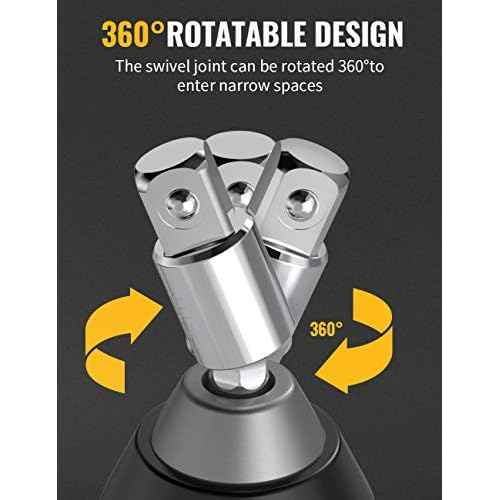 Tool Gift for Man: 3-Piece Power Drill Sockets Adapter Set, 360 Rotatable Hex Shank Impact Driver Socket Adapter for 1/4" 3/8" 1/2" Impact Driver