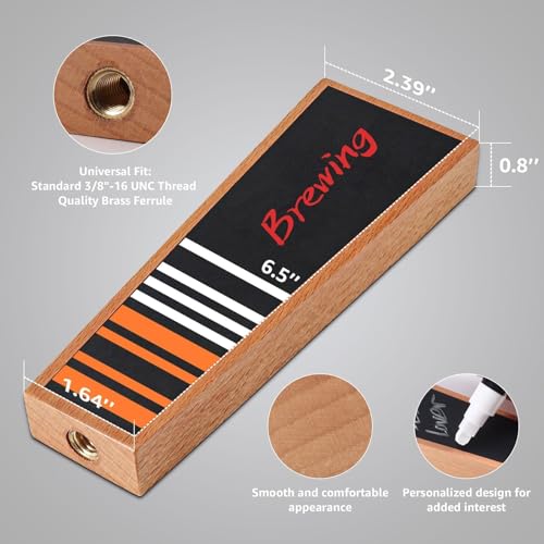 Wooden Beer Tap Handles – Chalkboard 2 Pack, Markable Keg Tap Handles