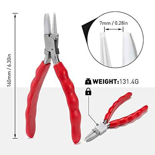Stainless Steel Adjusting Eyeglasses Leg Tightness Half Round Plier Eyeglass Arms Frame Plier Glasses Repair Parts Tool (Red)