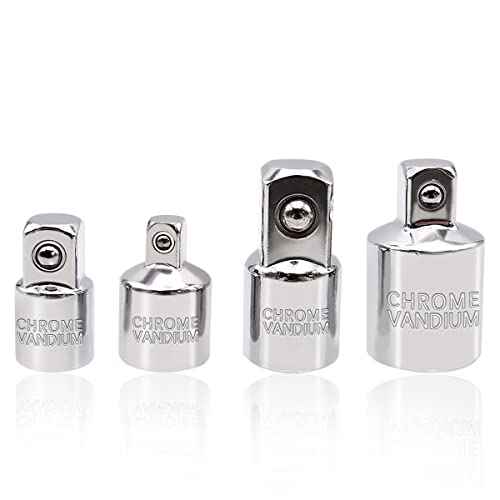 Dianrui 4 PCS Socket Adapter Set, 3/8 to 1/2 Socket Adapter, 3/8 to 1/4 Square Ratchet Reducer Sets for Automotive and Construction