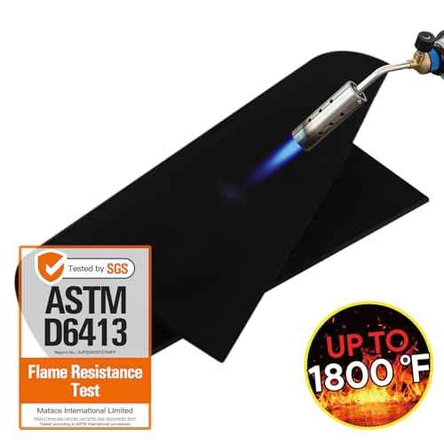 Matace 2 Pack 12x14 Inch Fireproof Welding Blanket & Pad, 5mm Thickened Fire Resistant Carbon Felt Cloth, Flame Retardant Fabric for Stove Wick, Heat Shield for Soldering, Firepit, Smoker, Black