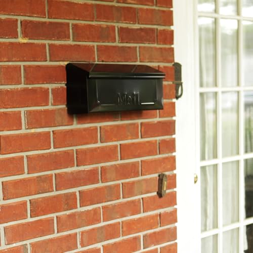 Galvanized Steel Wall-Mount Mailbox Black Small Townhouse Style