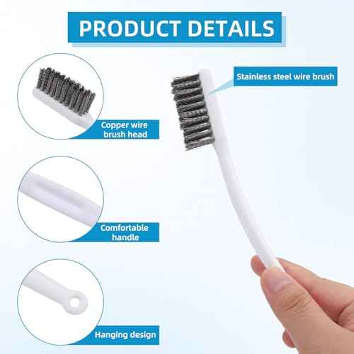 5pcs Wire Brushes Set for Cleaning, 7.09in Long Stainless Steel Wire Brushes Reinforced Bristle Mini Handle Brush Tools for Kitchen Industrial Welding Slag Walnut Carving Gaps Rust Removal