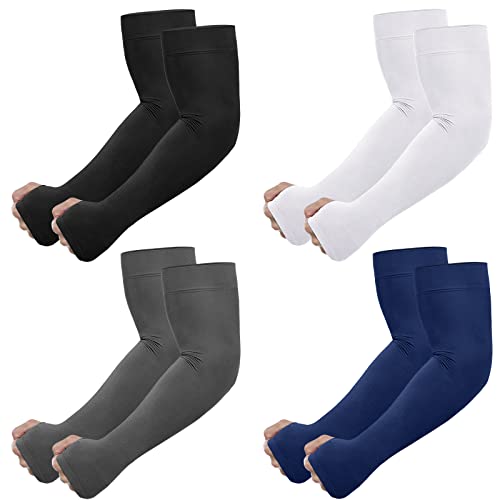 Newbyinn UV Sun Protection Arm Sleeves with Thumb Hole for Men Women Youth, Cooling Sleeve to Cover Tattoo, Mid-Compression
