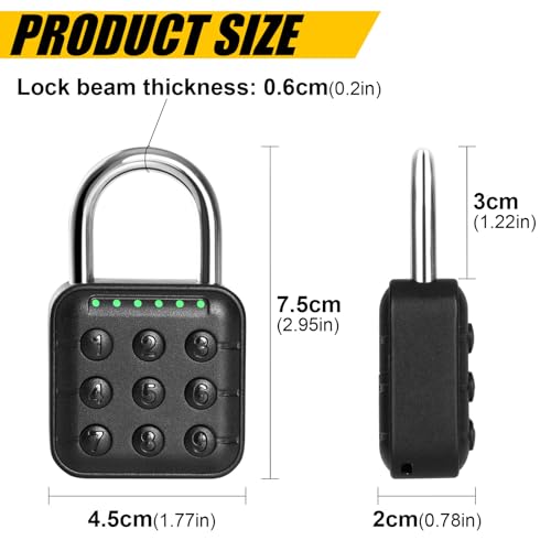 DELSWIN Combination Lock for Locker - 6-Digit Combo Lock Waterproof Smart Padlock for School Gym Lockers, Gates, Fence and Storage Unit (Black)