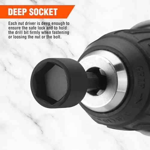 ValueMax 20 PCS Power Nut Driver Set for Impact Drill, 1/4¡± Hex Head Drill Bit Set SAE and Metric, 4-12mm and 5/32''-1/2'' Nut Drivers, Chrome Vanadium Steel