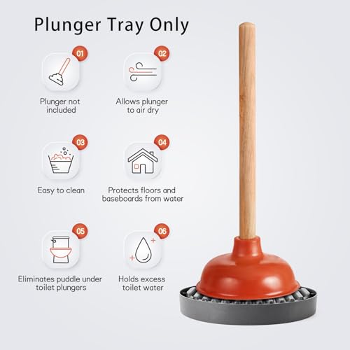 Bathroom Plunger Tray - Ventilated Drip Catcher for Toilet Plungers, Quick Drying