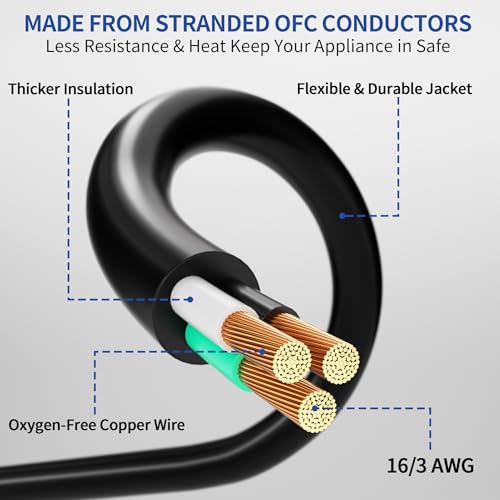 Cismorvex 15Ft Black 3-Prong Outdoor Extension Cord with Multiple Outlets