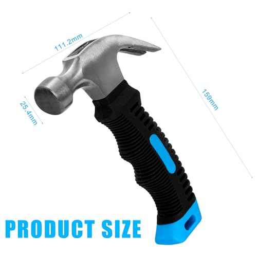 Claw Hammer Small Hammer 8oz Camping Hammer Comfortable Hammers Tools Stubby Hammer with Anti-Slip Handle for Women DIY Craft Industry Indoor Outdoor Using