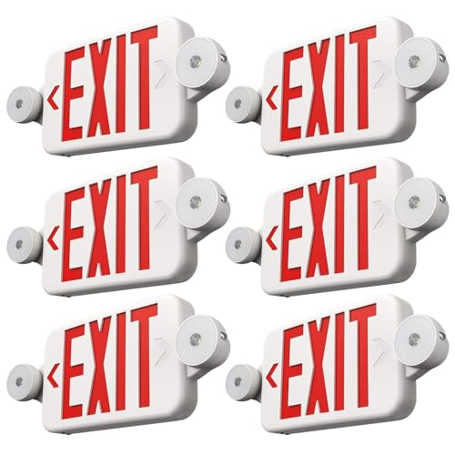 FREELICHT 6 Pack Red LED Exit Signs with Emergency Backup Light