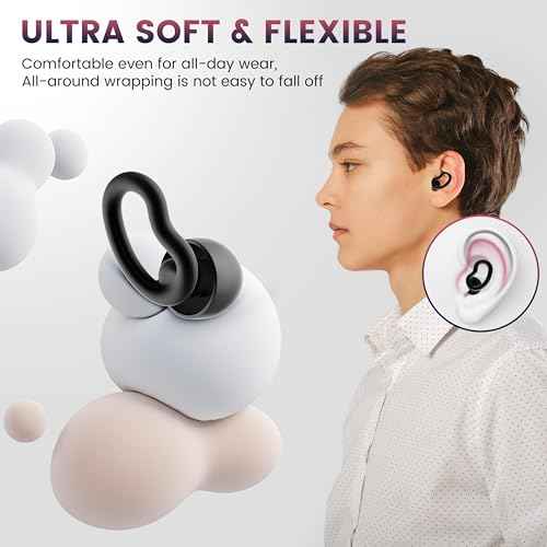 Noise Cancelling Ear Plugs for Sleeping - 2 Pairs Reusable Soft Silicone Noise Block Earplugs for Sound Proof, 30db Noise Reduction Earplug for Sleep, Snoring Blocking, Concert