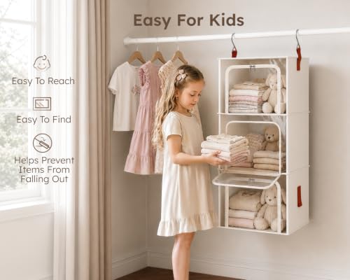 Homsorout 6-Tier Modular Hanging Closet Organizer Separable Beige / 6-Shelf