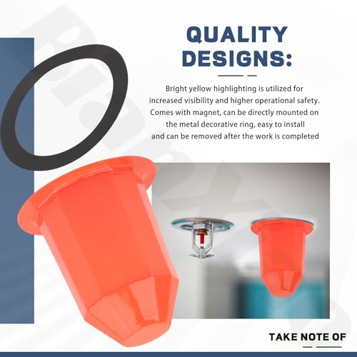 Fire Sprinkler Covers with Magnet Orange - 30 Pcs for Concealed Heads & Paint Guard