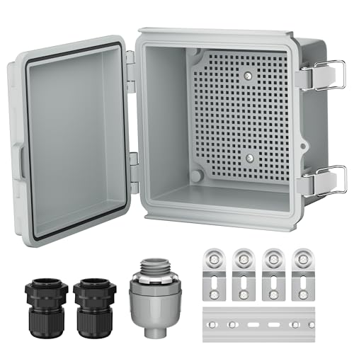 Joinfworld 6x6 Inch Waterproof Outdoor Electrical Junction Box with DIN Rail, IP67 Dustproof Enclosure