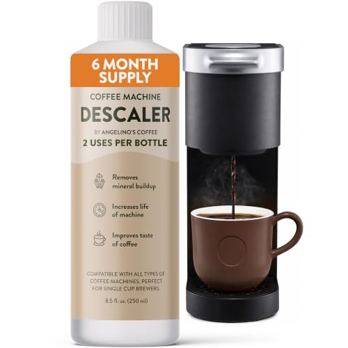 Angelino's Coffee Universal Descaling Solution 8.5 fl oz – Coffee Machine Cleaner & Lime Scale Remover for Keurig, Nespresso, Breville, DeLonghi & Ninja