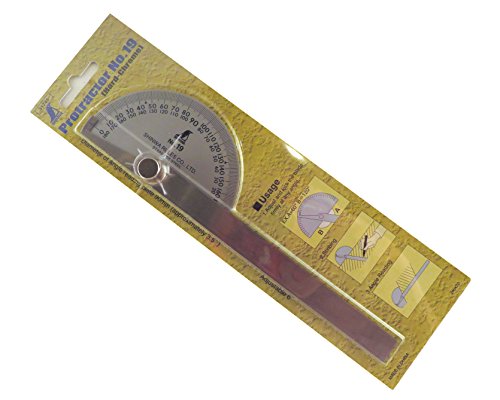 Shinwa 0-180 Protractor with Round Head, Stainless Steel, 8"