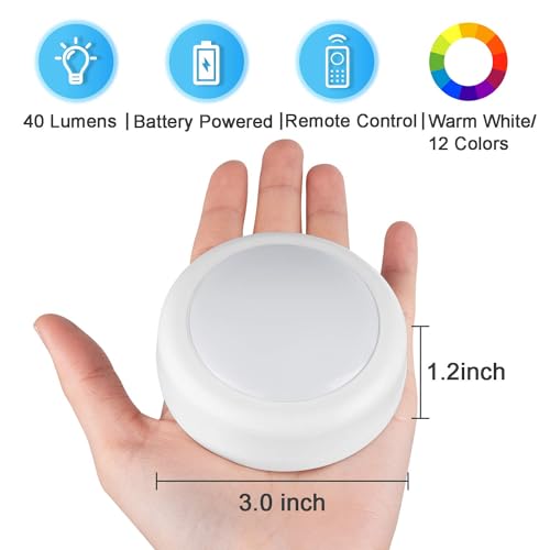 BLS White LED Puck Lights 6 Pack with Remote, RGB Color Changing & Dimming