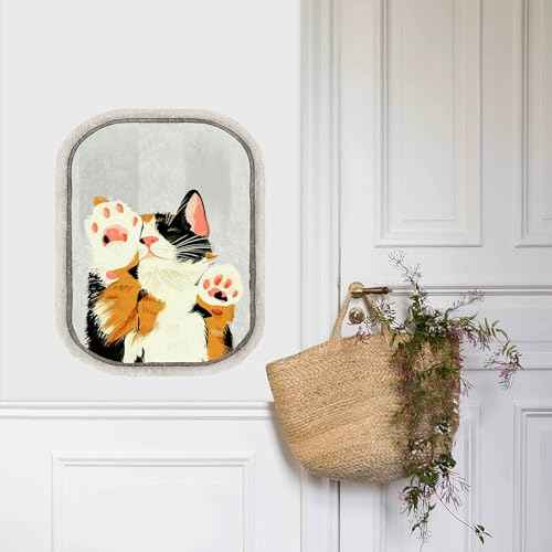 Cat Wall Sticker 15.7x19.6in Trapped Cat in The Window Peel and Stick Wall Decal for Kids Room Funny Vinyl Animal DIY Wall Art Decor for Kids, Cats Lover, Bedroom, Living Room