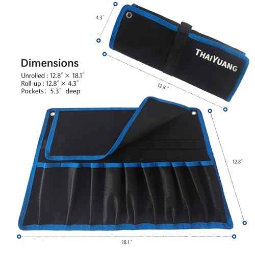 Roll Up Wrench Pouch SAE, Heavy Duty Canvas Tool Wrench Organizer Bag 10+10 Pockets (Only Pouch)