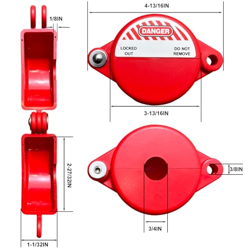 Gate Valve Lockout and Safety Padlock,Red Hose Bib Lock for 1 to 2-1/2 in Dia Outdoor Faucet Knob/Water Spigot/Propane Tank Valve Handles