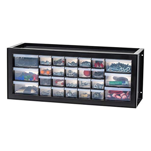 IRIS USA 26-Drawer Teacher Toolbox Black - Made in USA, Wall-Mount/Stackable Storage