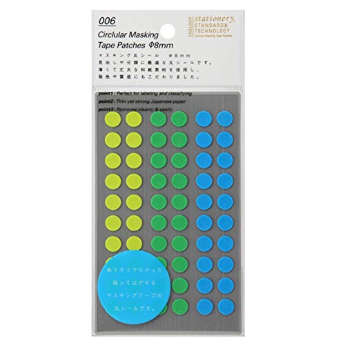 Stalogy S2201 S2 Masking Tape Patches: 0.3" diameter / 60 dots per sheet / 10 sheets per pack / 8mm wide, Shuffle Earth
