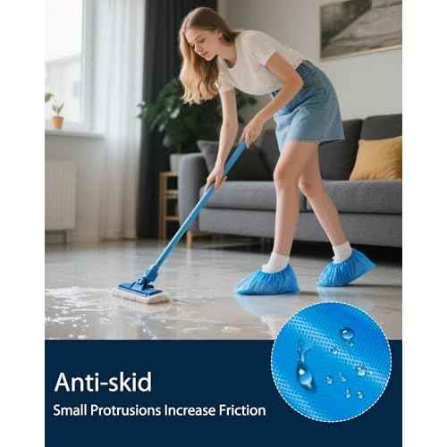Shoe Covers Disposable Non-Slip, Waterproof Boot Covers with Compact Roll for Easy Storage, 100 Pack Plastic Shoe Covers for Indoor Use, Home Cleaning,Visting, One Size Fits Most