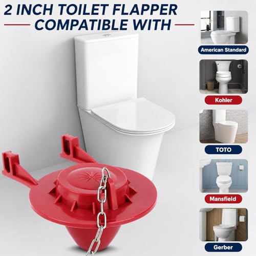 Red 2-Inch Toilet Flapper Replacement Kit - Fits Kohler, TOTO & American Standard