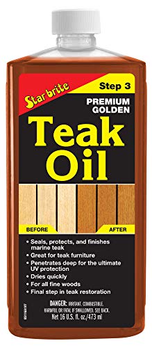 STAR BRITE Premium Golden Teak Oil 16oz - Outdoor & Indoor Wood Protection