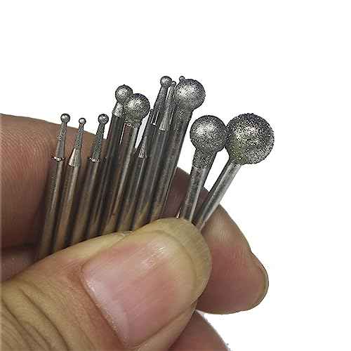 ?????? ???? 13 Pcs Ball Shape Diamond Burr - 3/32'' Shank Diamond Mounted Round Ball Burs Stone Carving Bits for Rotary Tools includes Dremel