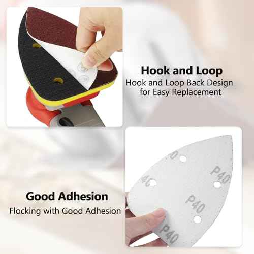 25 Pcs 40 Grit Mouse Detail Sander Sandpaper, 5 Hole Detail Sanding Pads for Palm Sander, Hook and Loop Mouse Sandpaper Sheets Sander Pads for Sanding Polishing