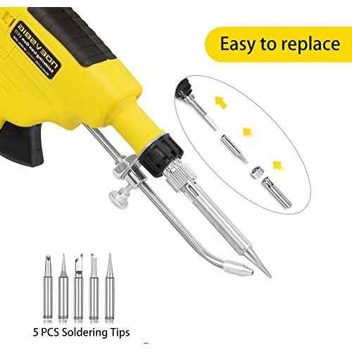 Soldering Iron Kit,60W Automatic Soldering Gun with Ceramic Heater, Soldering Gun Kit Includes Solder Gun,5pcs Soldering Tips, Desoldering Pump, 2 Tweezers, Soldering Wires for Repairs Home DIY