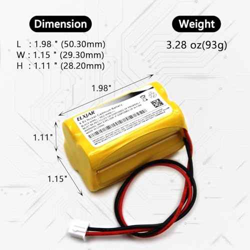 (2-Pack) 4.8V 800mAh BL93NC487 Ni-CD Battery Replacement for Emergi-Lite BL93NC487, Exit Light Co BAA-48R BAA48R, Interstate NIC0186, Dantona Custom-43 Custom43, OSI OSA-126 OSA126 BL93NC484 BL93NC485